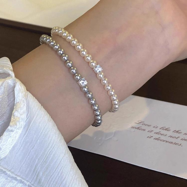 Shijia pearl splicing small square diamond bracelet versatile new Chinese jewelry wholesale