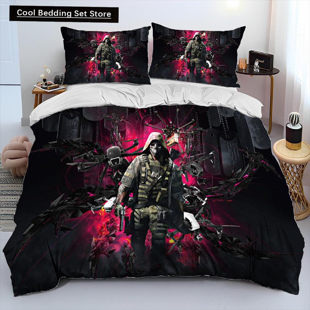 3D-Druck Spiel Call of Duty Bettdecke Bettwäscheset, Bettbezug Bettset Steppdecke Kissenbezug, King Queen Size Bettwäscheset Kinder