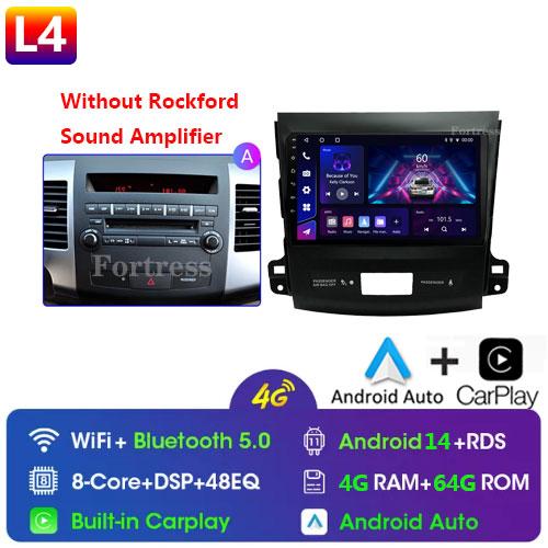 9"Android 14 Autoradio Carplay for Mitsubishi Outlander 2/Peugeot 4007/Citroen C-rosser Multimedia Video Player 4G GPS Stereo FM