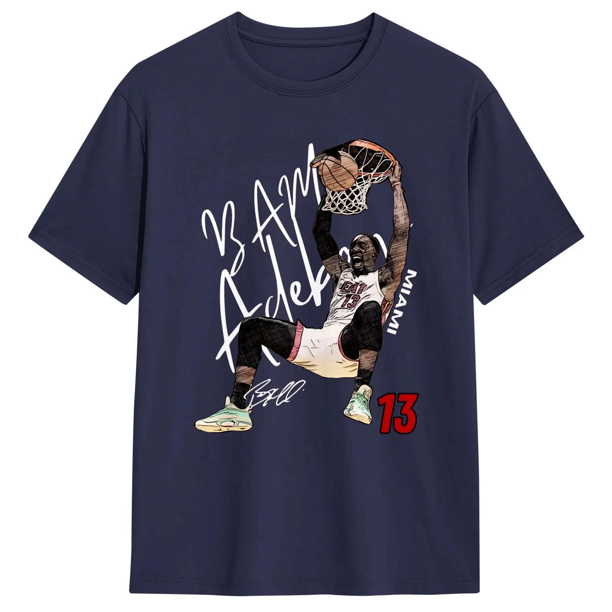Miami Bam Adebayo Dunk Basketball T-Shirts Men  Awesome Pure Cotton Tees O Neck Short Sleeve T Shirt Gift Idea Clothing XXL