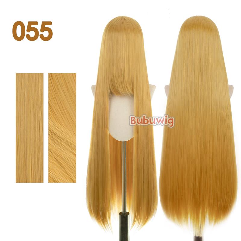 Bubuwig Synthetic Hair 100cm Long Straight Pure Color Cosplay Wigs Over 100 Colors Black White Red Blue Brown Wig Heat Resistant