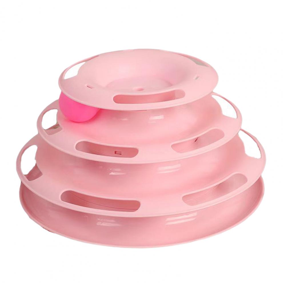 3 Level Cat Toy Tower Tracks Interactive Cat Intelligence Training Amusement Plate Tower Cat Tunnel Tracks Disc Kitten Track Toy