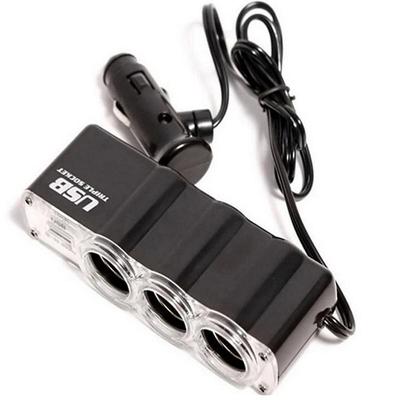 (Προσαρμογέας)1 Τροφοδοτικό φορτιστή USB και 3 Υποδοχές Επέκτασης Αναπτήρα Αυτοκινήτου