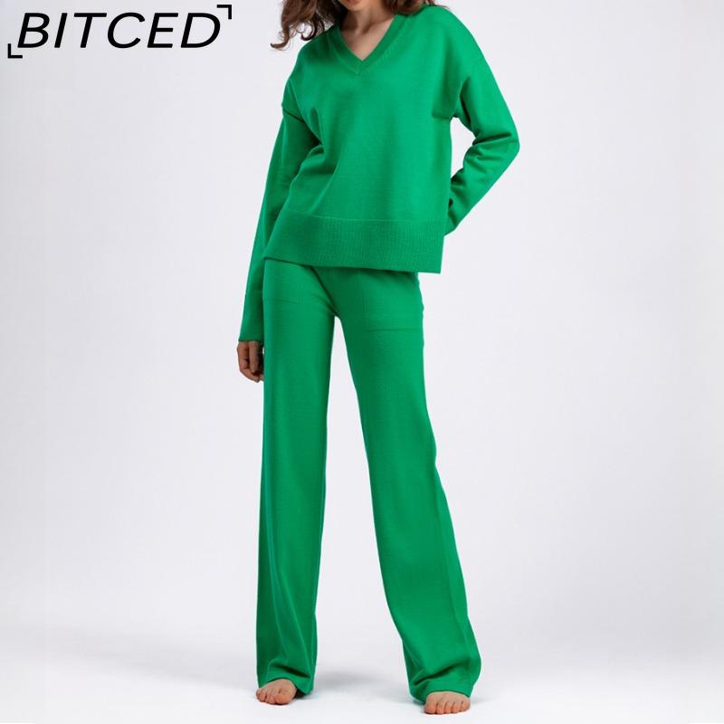 BITCED Fashion Set Women's Autumn and Winter Loose Casual Sweater Pullover Two-piece Set