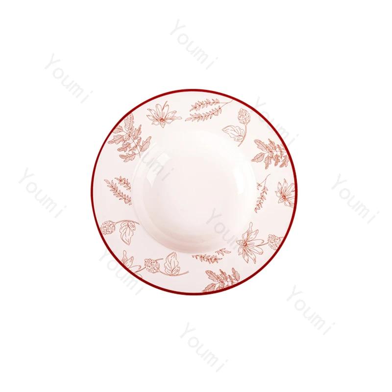 Chinese Style Creative Ceramic Plates High End Restaurant Circular Pasta Plate Delicious Fruits Salad Plate Wedding Tableware