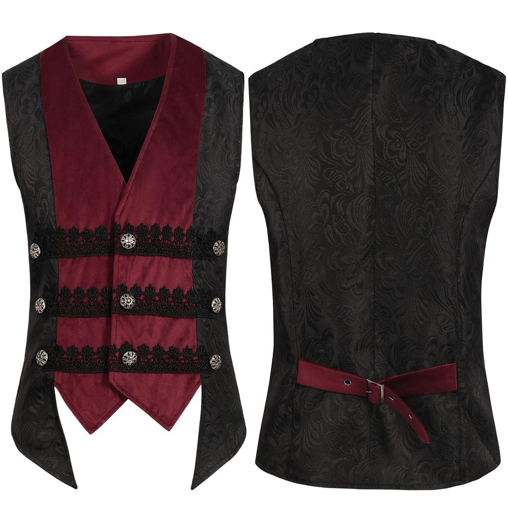 2024 Men's European & American Trendy Rock V-neck Single-breasted Waistcoat