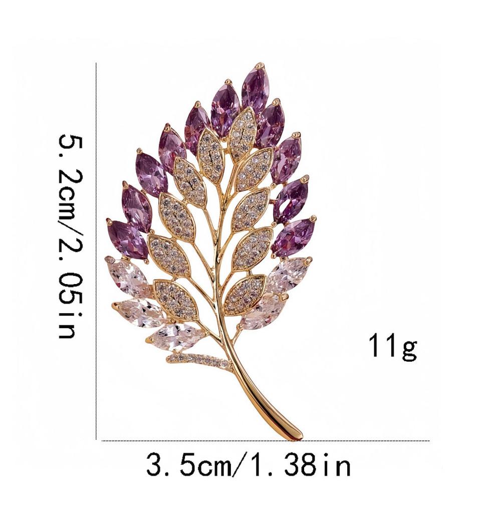 High-end Luxury Leaf Brooch, Exquisite and Luxurious Suit Lapel Pin, Niche Premium Design Brooch, Clothing Accessory