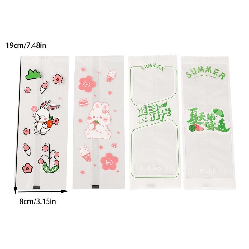 100Pcs Food Grade Ice Cream Packing Bag Diy Disposable Plastic Popsicle Protective Cover Thick Frozen Pops Handmade Wrappers