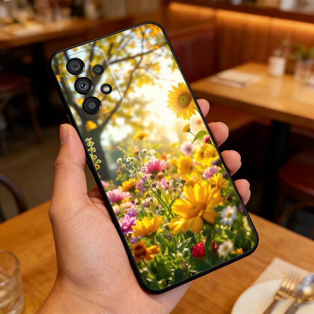 

Sunflower&Sunny Day For Samsung Galaxy A13,A21s,A22,A31,A32,A52,A53,A71,A80,Soft Black Shell Samsung a53 5g