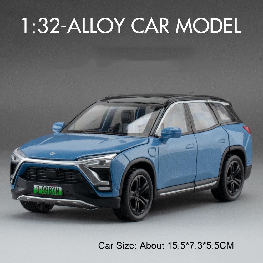 Scale 1:32 L9 ES8 Car Model Toy Alloy Die-cast Rubber Tires Music Light New Energy Vehicle Models Ornaments for Kids Boys