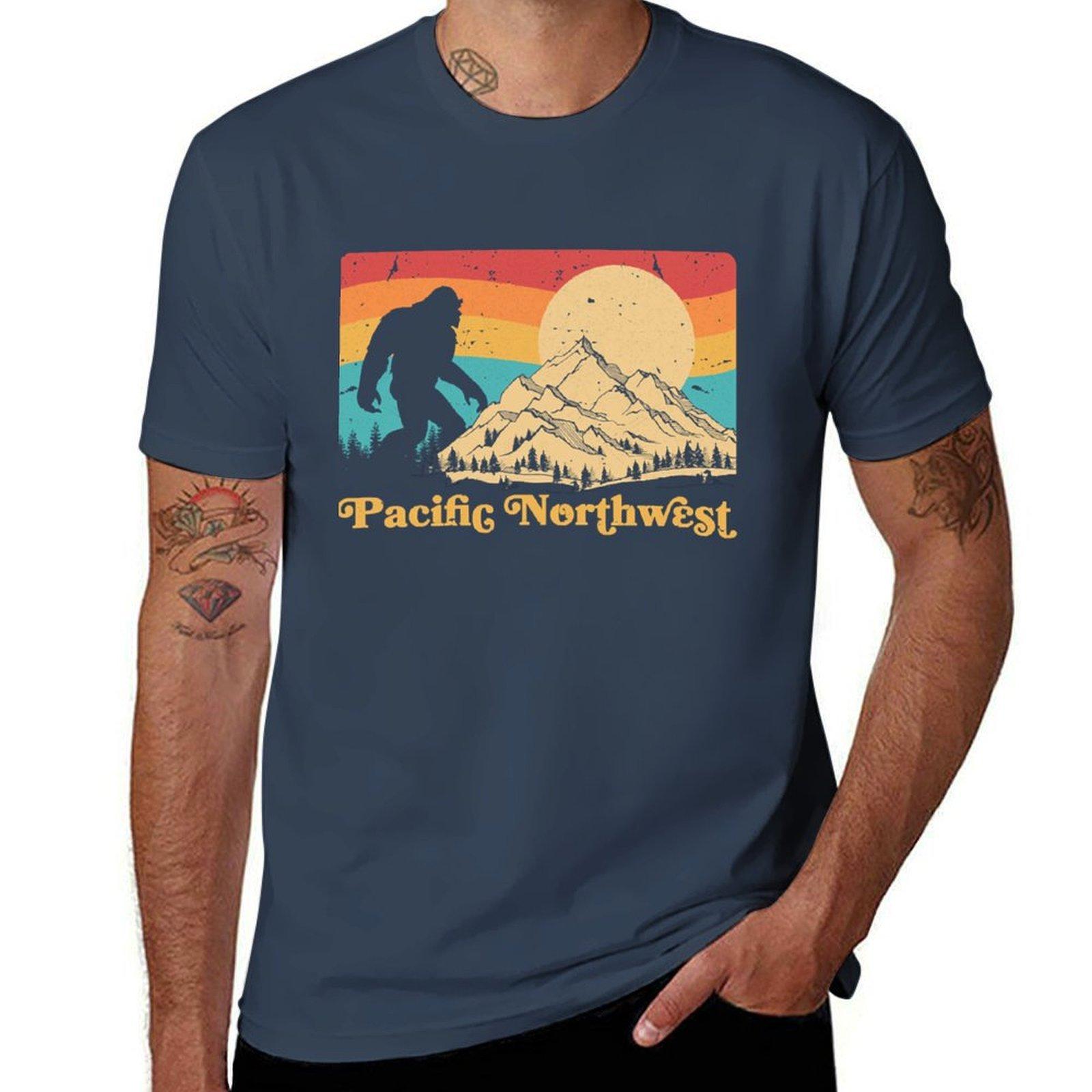 PNW Тихий Северо-Запад Бигфут Горы Винтажный подарок с Бигфутом Идеальный Подарокфутболка с Бигфутом футболка мужская хлопковая Футболка S