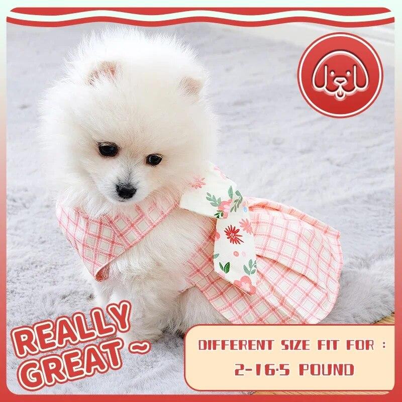 Summer Dog Harness Dresses with Leash Set Pet Dogs Clothes Bow Tie Bust Back Dress Puppy Clothing Cute Fashion Outfit Pet Item