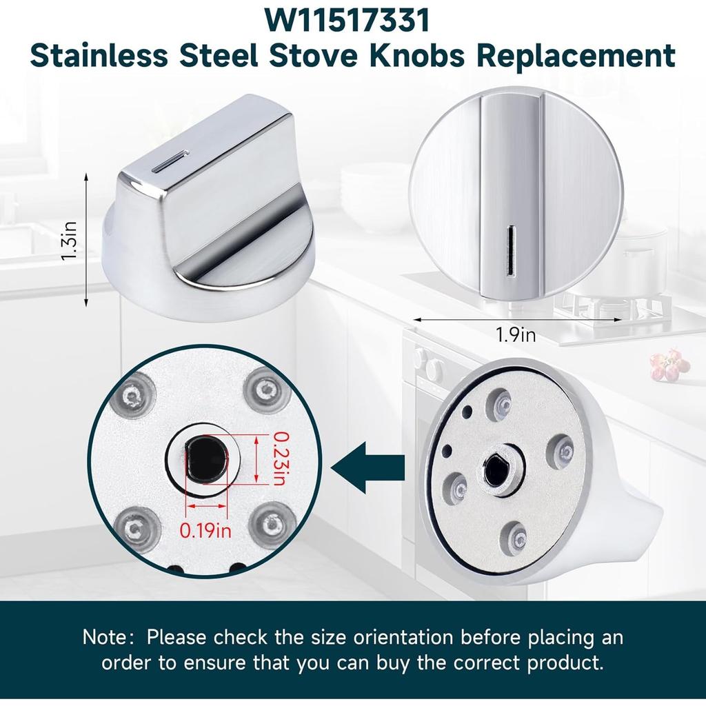 W11517331 für Whirlpool Elektroherd-Knöpfe (1 Stück) Ersetzen Sie W10850027 W11117415 W11458840 Ofenknopf, Kompatibel mit Whirlpool WEC310S0LS1, WEE515S0LZ