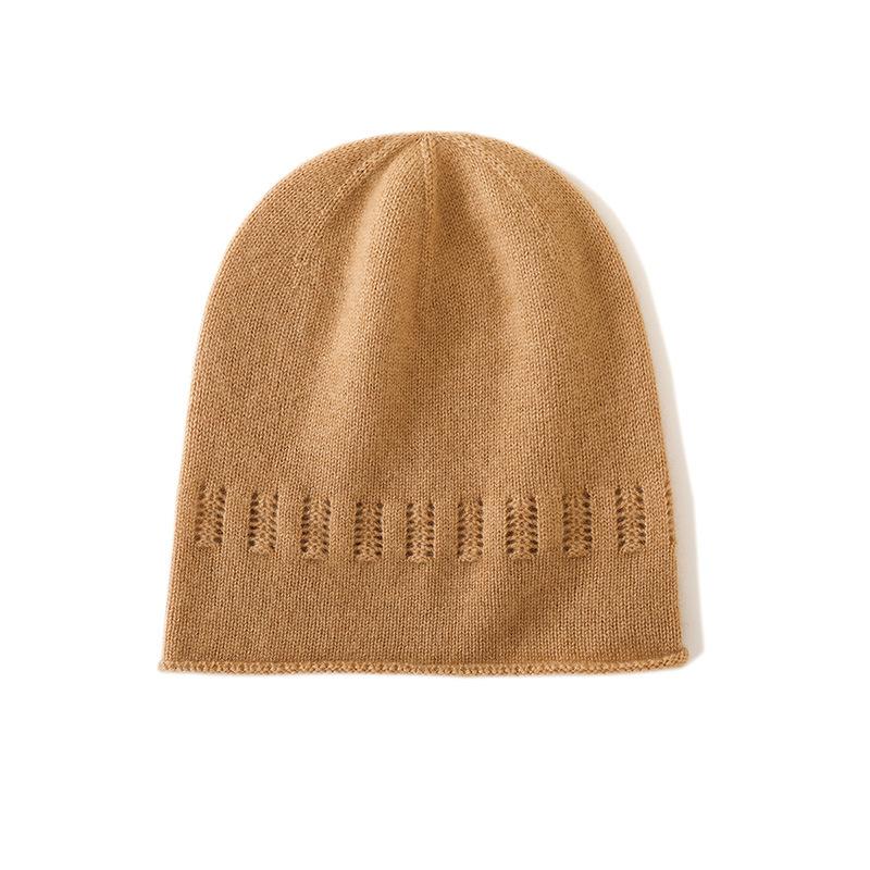Cashmere Autumn and Winter New Unisex Solid Color Thick Warm Fashion Curled Hollow Knitted Casual Hat