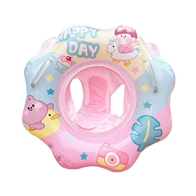Kids Swim Ring Cartoon Pvc Inflatable Float Sponge Bottom Flower Pool Ring For Children