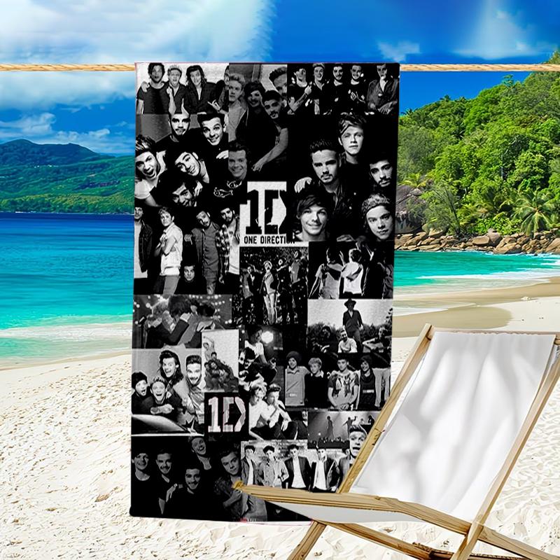 proof beach towel with a One Direction2 pattern - soft,absorbent,quick-drying,machine washable - perfect for swimming,camping,bathing