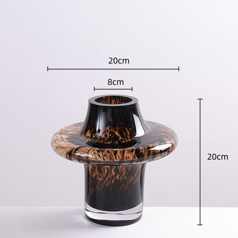 Glass Vase Leopard Print Crystal Bottle Flower Arrangement Hydroponics Terrarium Irregular Spots Flower Vase Home Decoration
