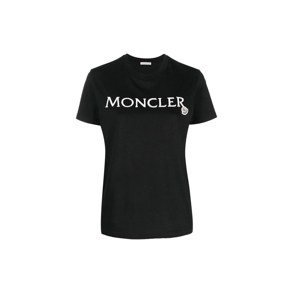 Moncler Logo Embroidered Crew Neck Pullover Short Sleeve T-Shirt SS23 Women T-Shirt Black I10938C00009829HP999