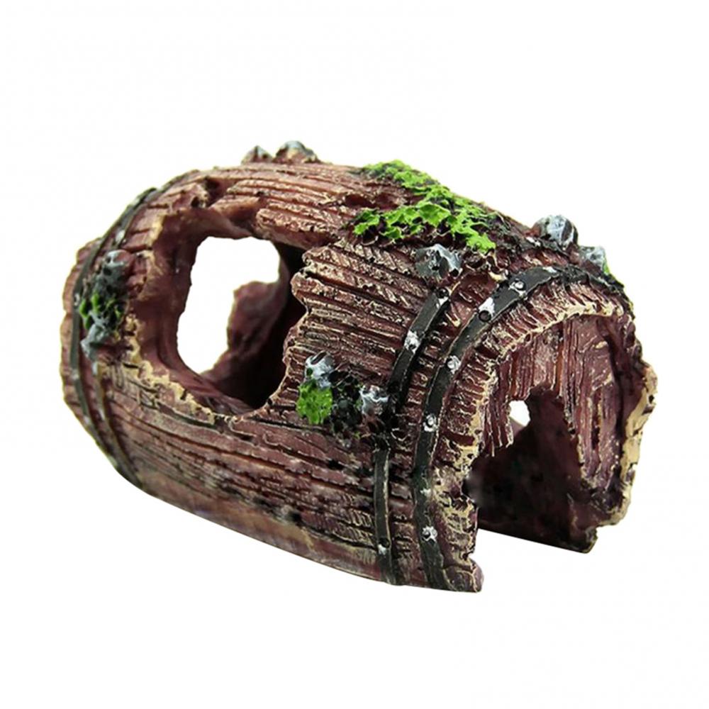 Resin Aquarium Ornaments Decorations Artificial Barrel Cave Landscaping Accessories For Fish Tank Aquarium Decoration Background