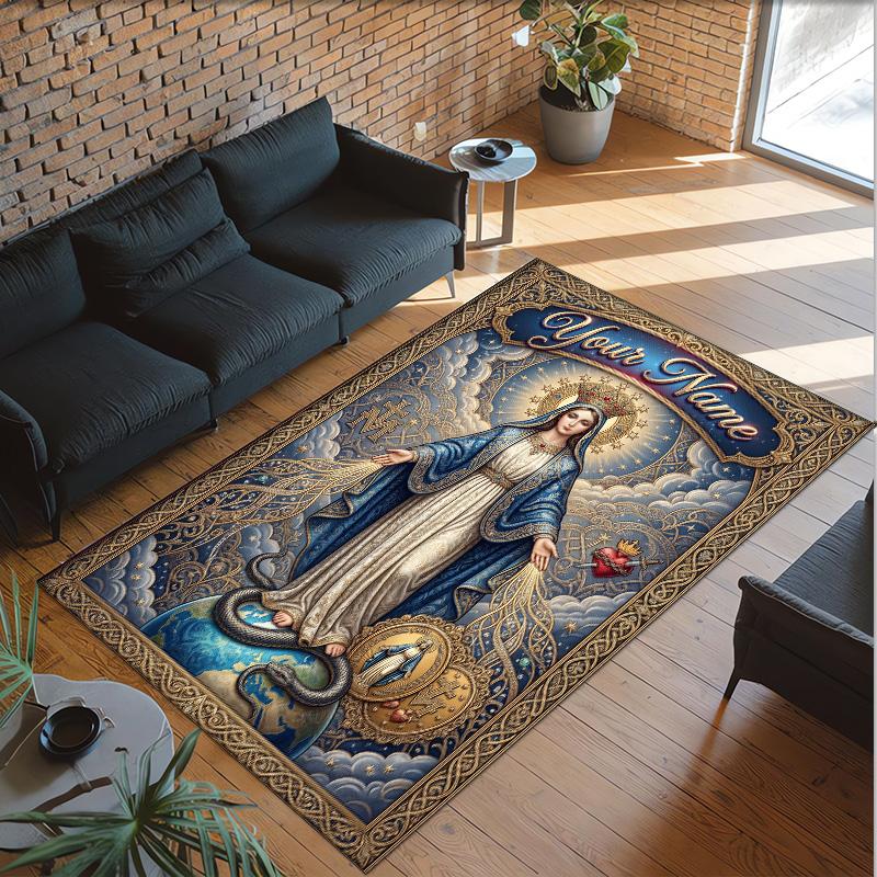 Decorative Artwork Theme Crystal Velvet Rug Personalized Custom Name Text Soft Floor Mat Home Decor