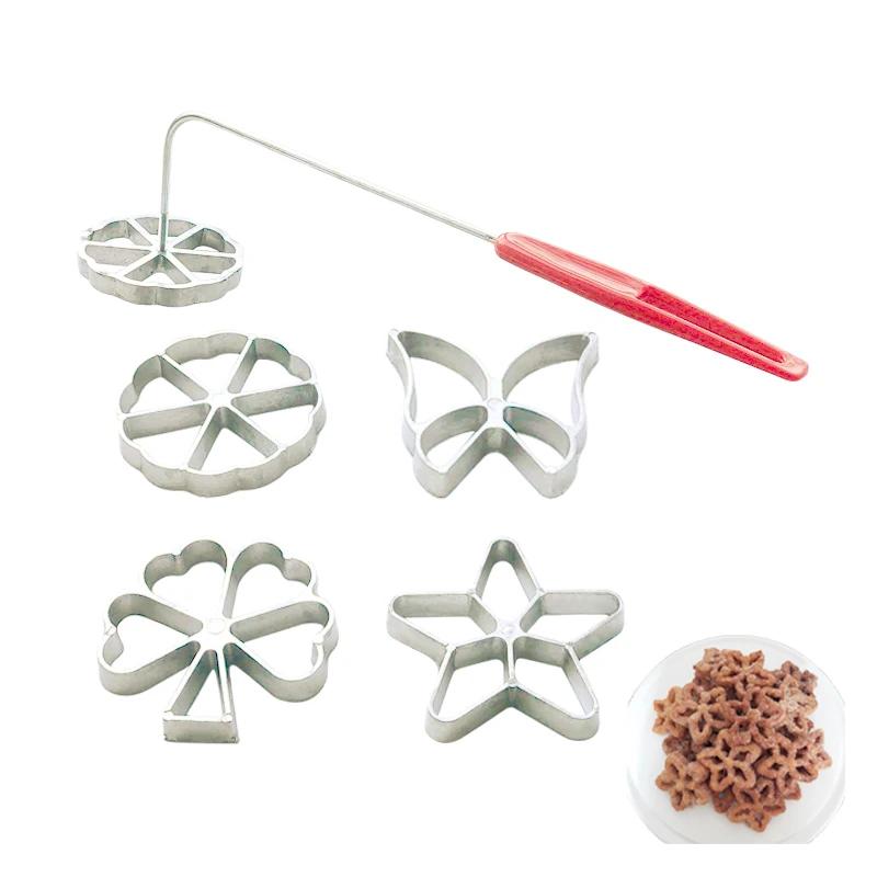 Aluminum Rosette Mold Iron Maker Waffle Alloy Frying Snack Funnel Cookie Bake Mold Bunuelos Mold with Handle Baking Tool