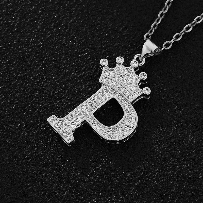 Fashion Luxury A-Z Crown Alphabet Pendant Chain Necklace Punk Style Lucky Initial Name  Best Party Wedding Birthday Gift