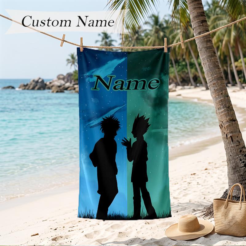 Hunter × Hunter Custom Name Printed Beach Towel Personalized Soft Towel For Swimming Beach Travel