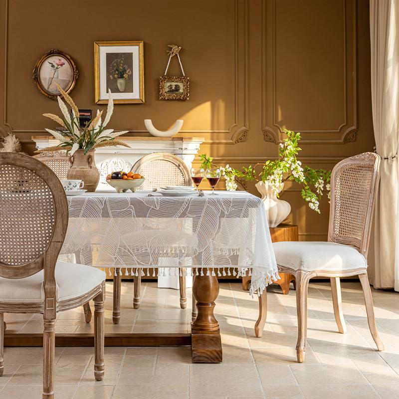 

French Lace Tablecloth Wedding Decoration White Flower Tassel Table Cover Soft Tablecloth Living Room Dining Room Home Decor 90x90CM