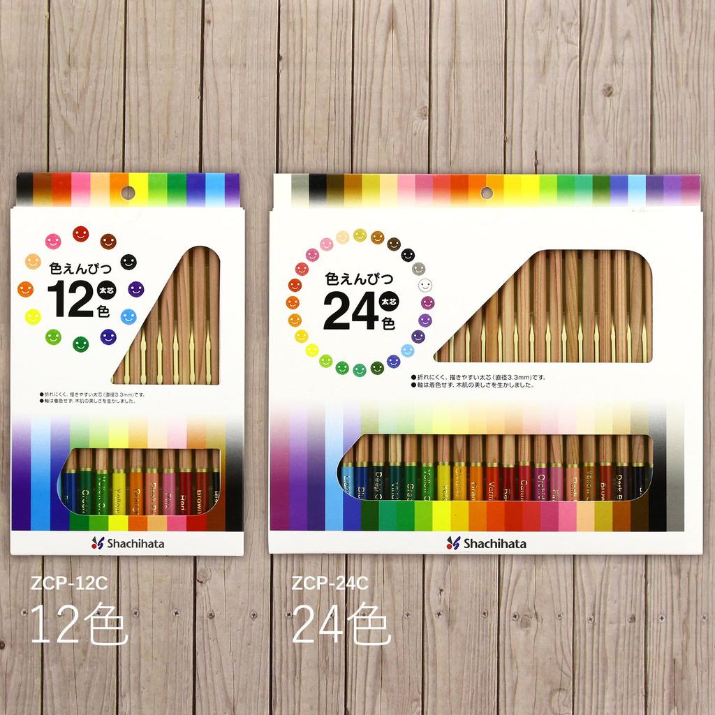 Shachihata Colored Thick 24 Colors Pencils, Core, ZCP-24C,
