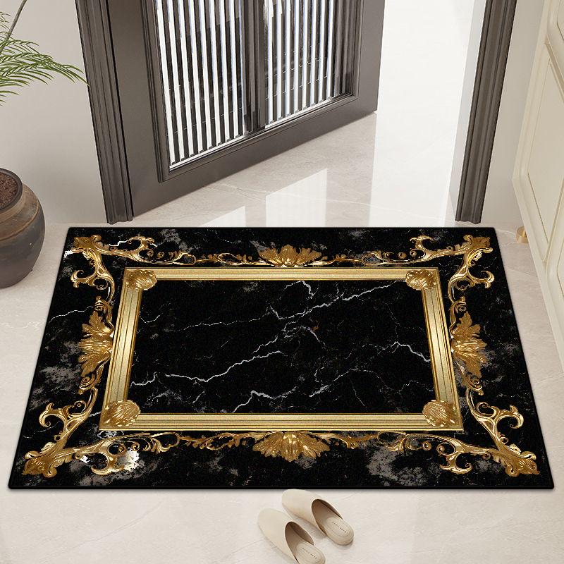 Moderner Marmorstil Heimdeko Luxus Großer Teppich Wohnzimmer Goldene Bordüre Rutschfest Esszimmerteppich Waschbare Fußmatte Eingangstür