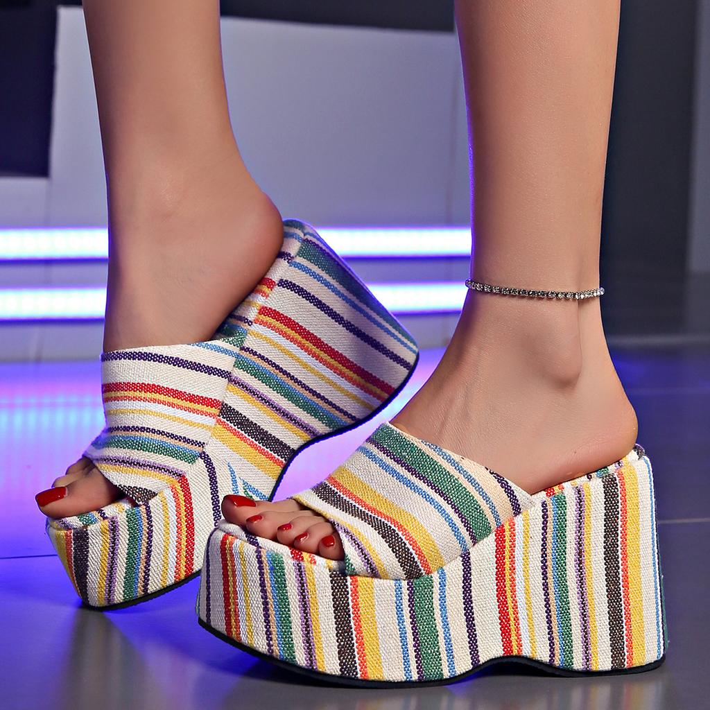 Women High Heels Sandals Lightweight Solid Color Beach Sandals Thick Bottomed Platform Slippers Designer Shoes Women