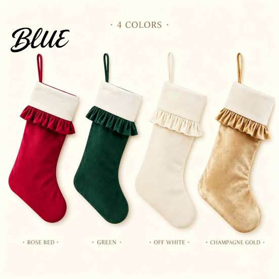 Large Christmas Stockings Sack with Stockings Thick Ruffled Cuff for Fireplace Xmas Gift Hanging Decorative