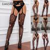 Sexy Fishnet Stockings For Sex Mesh Transparent Underwear Women's Nylon Thigh High Stockings With Garters Open Crotch
