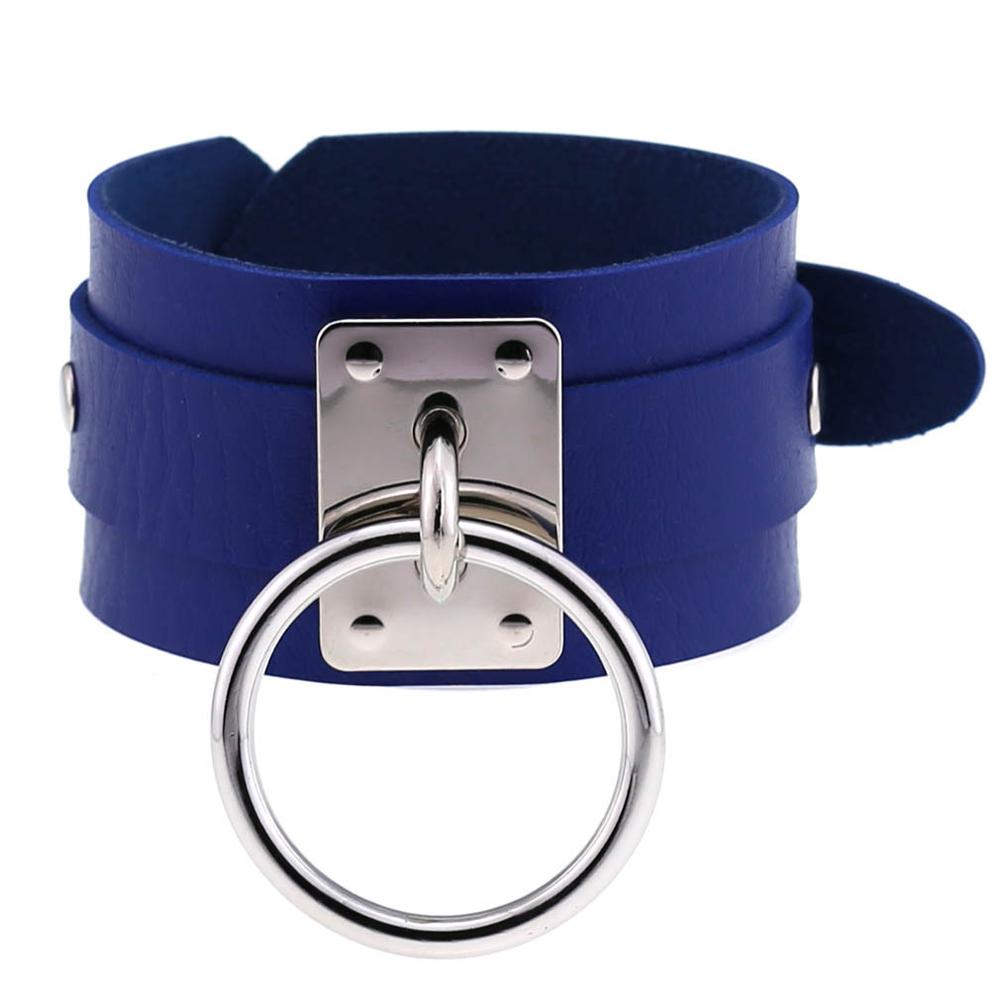 Leren O-Ronde Metalen Polsband Armbanden Harajuku Manchet Gotische Punk Armbanden Voor Vrouwen Mannen Emo Rave Heks Cosplay Feest Sieraden gray