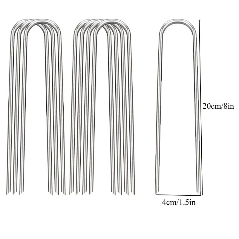 U-Shaped Garden Nail Heavy Duty Fence Pipe Stake Lawn Galvanized Landscape Nail for Fixing Water Pipe Turf Barrier Ground Nail