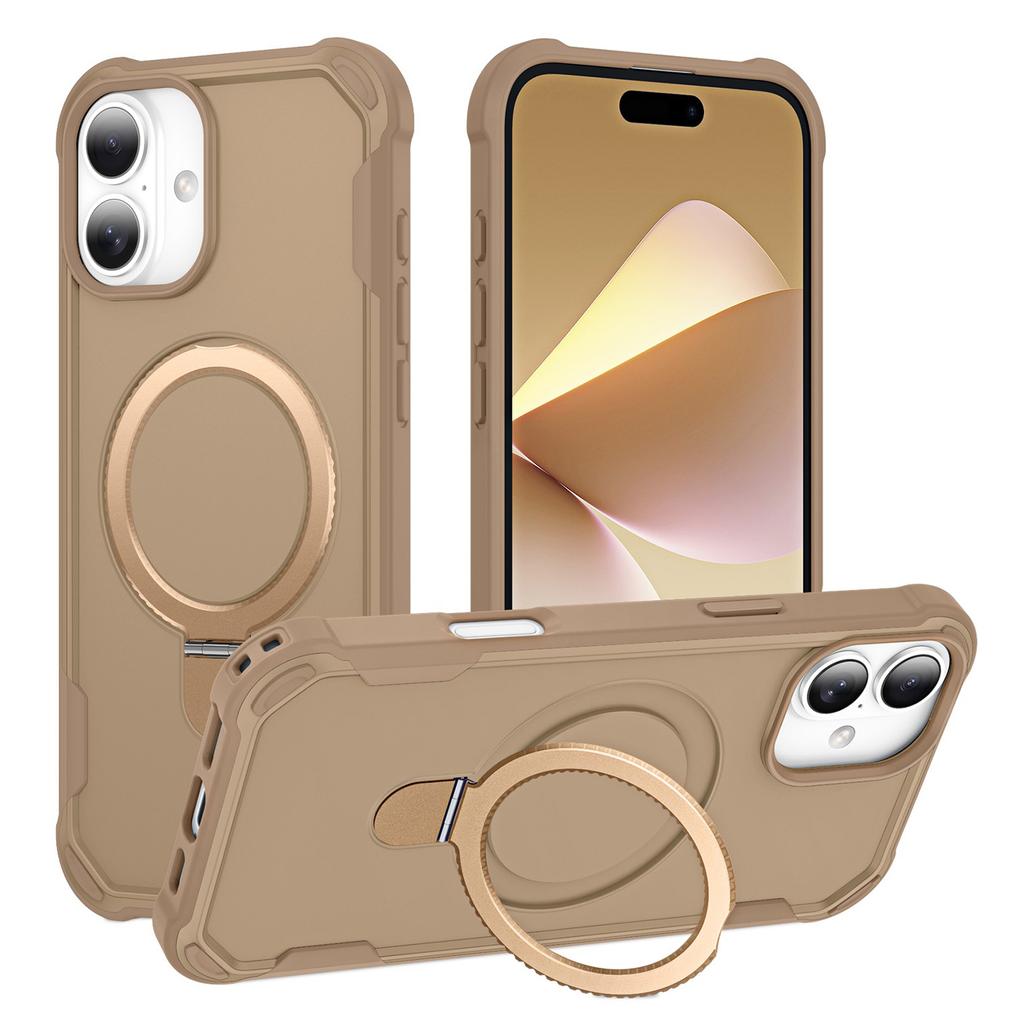 For iPhone 16 Case Compatible with MagSafe Kickstand TPU+PC Shockproof Phone Back Cover