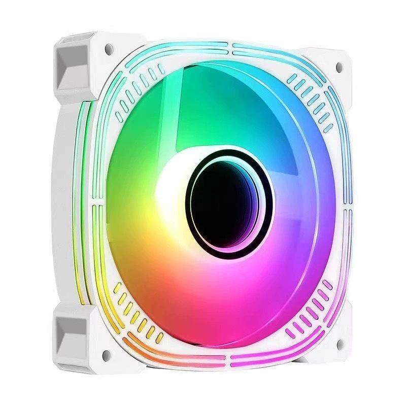 AGB 12cm RGB Temperature-Controlled Chassis Fan, Large 4-Pin, White/Black, Synchronous Cooling