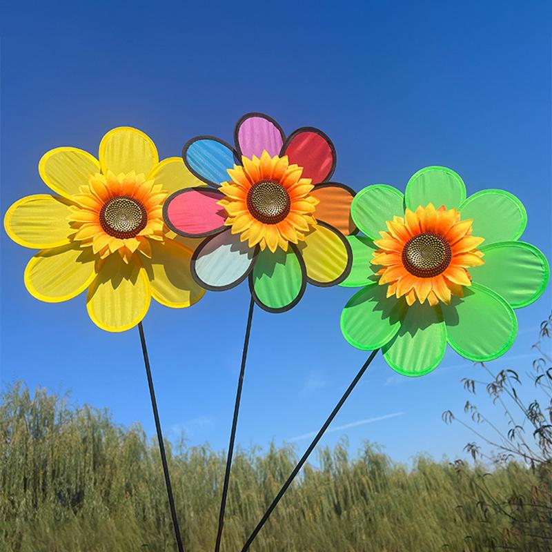 Větrný mlýn Slunečnice s osmi listy Rotující Slunečnice Větrná spirála Kůl Stojící Zahradní Květina Větrník Venkovní Párty Dekorace Dětské Hračky