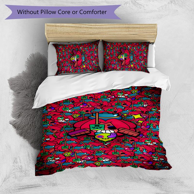 Brawl Stars Printed 3PCS Bedding Set Soft Breathable Duvet Cover Pillowcases Set Washable Bedroom Decor Home Gift