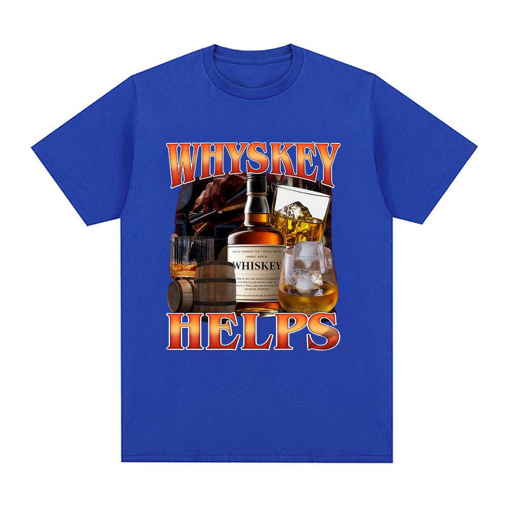 Maglietta Divertente Meme "Il Whiskey Aiuta" Abbigliamento Unisex Moda Magliette a Maniche Corte Girocollo Unisex Cotone Vintage Alta Qualità