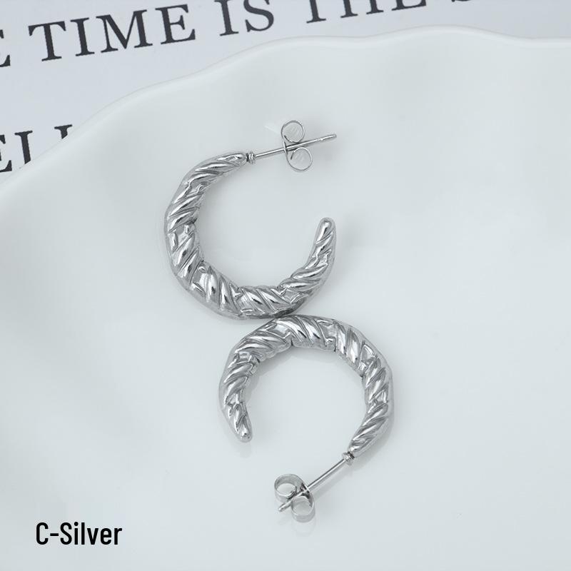 

Женские серьги C-образной формы из титановой стали с 18-каратным золотым покрытием