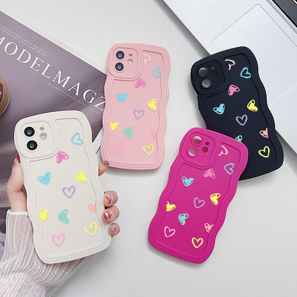Silicone Phone Case For iPhone 11 6s SE 2020 16 7 8 Plus 13 15 14 Pro Max 12 XR Wave Shockproof Soft Love Heart Cover Funda