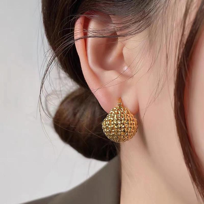 

S925 Серебряная игла Птичья клетка Соты Роскошные каффы и серьги-гвоздики