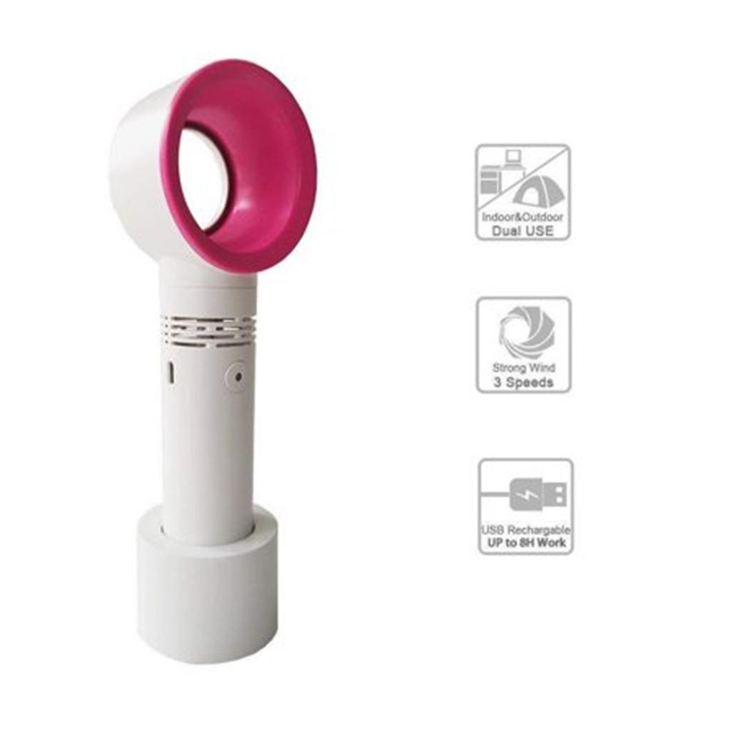 Mini cooler portabil, reîncărcabil prin USB, portabil, fără lame, ventilator la îndemână fără frunze, cu indicator LED de nivel de 3 viteze a ventilatorului