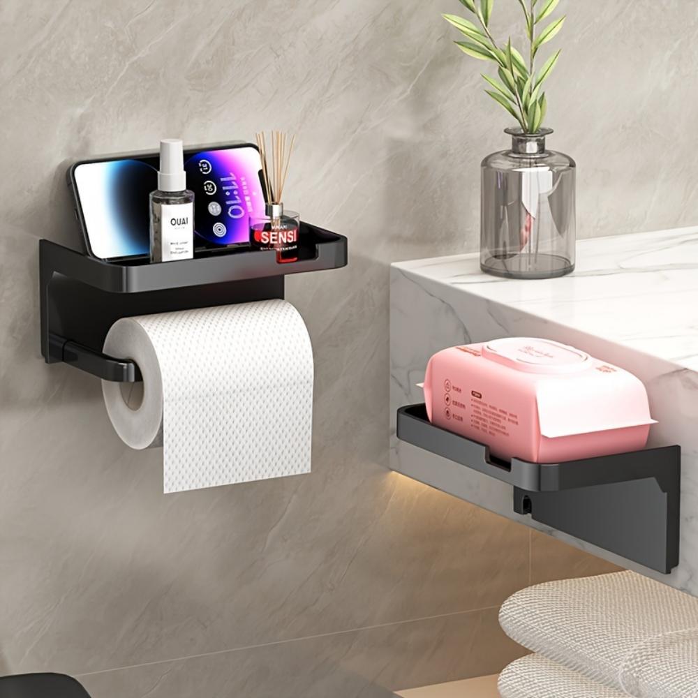 No Punching Tissue Holder, Toilet Drawer Type Roll Box, Wall-mounted Bathroom Mobile Phone Holder, Plastic Material.