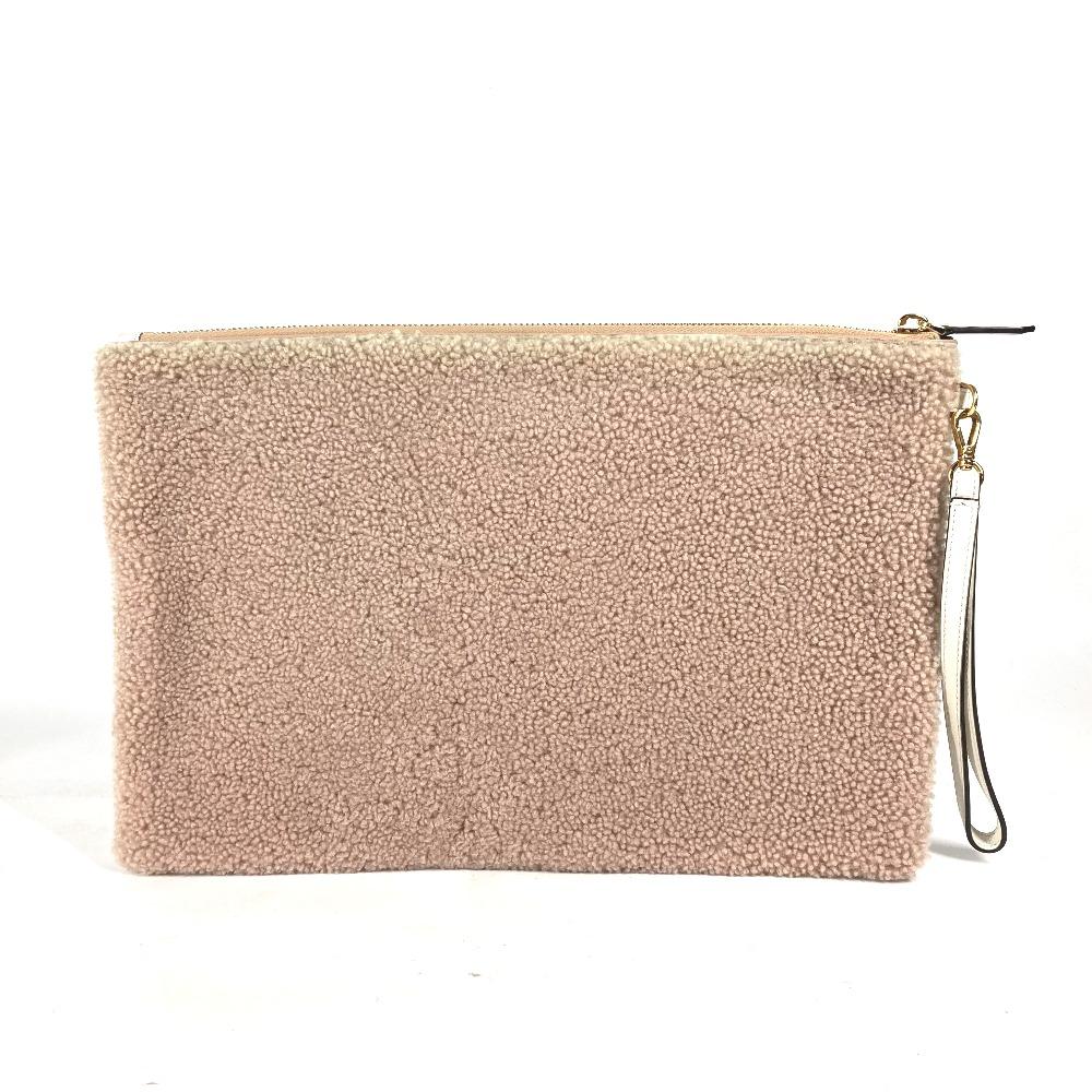 Fendi 8N0178 Lammfell Logo bore Tasche Beutel mit Riemen Clutch Bag