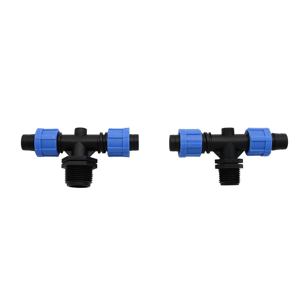 5 Pcs 16mm Drip Tape Straight Tee Type Connectors With Locked 1/2" 3/4" Thread Tee Type Connectors Repair Water Pipe Adapter