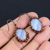 Blue Lace Agate Handmade Gemstone Earrings, Copper Electroformed Earrings Antique Jewelry, Earrings For Engagement Gift