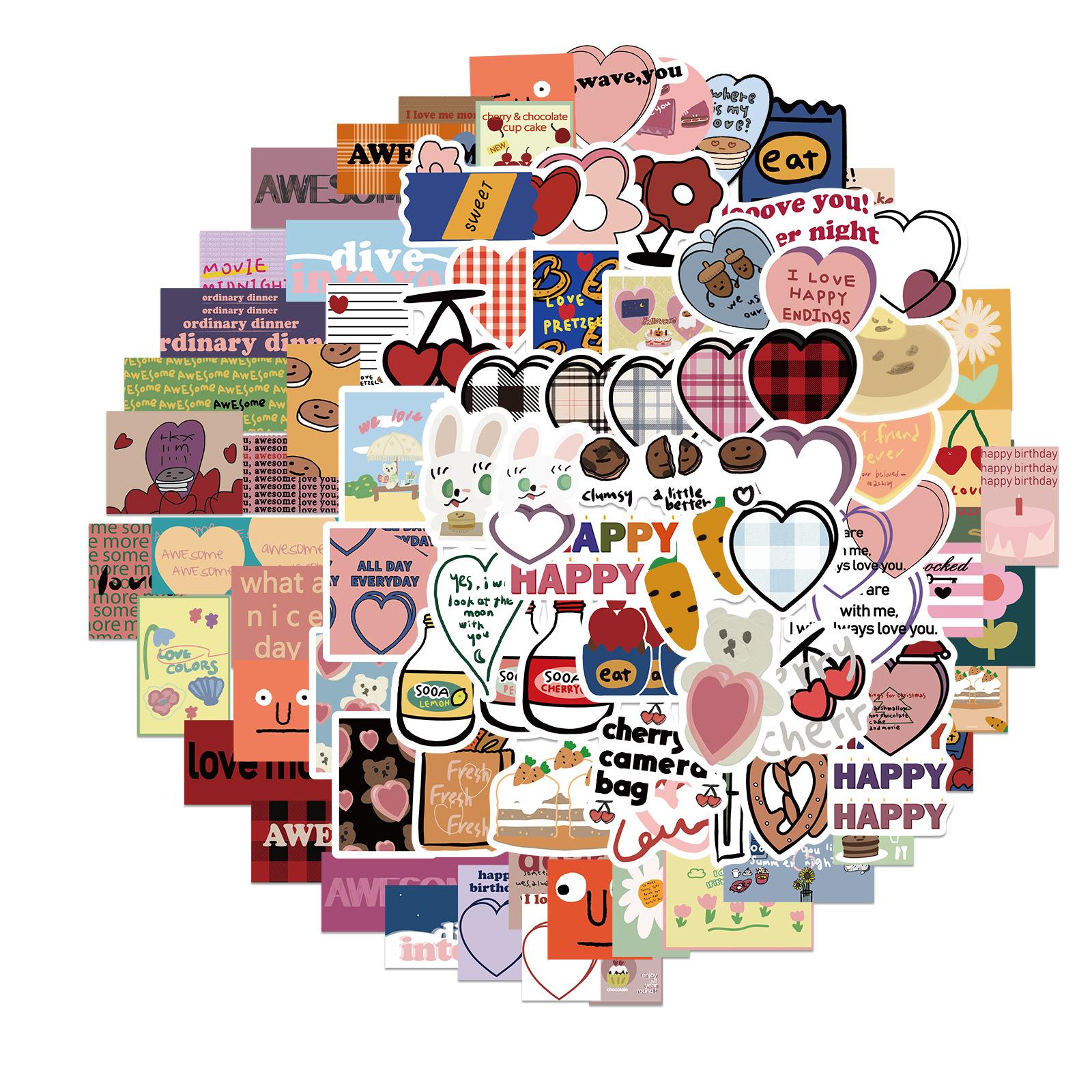 

90 Pictures of Ins Style Korean Sweet Sandwich Stickers That Can Decorate Suitcase Motorcycle Laptop Waterproof DIY Stickers