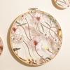 Bamboo Hoop Wall Art Handmade Floral Knit Decor  Minimalist Boho Home Decor for Bedroom/Living Room Wall Hanging Wall Art Gift